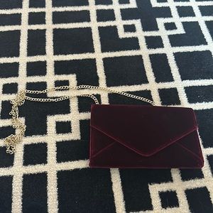 Barney’s  New York Burgundy  velvet wallet on a chain